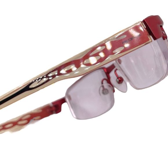 PEOPLE Half Rim Glasses with Red to Black Ombré Flames on the Arms FRAMES ONLY - Picture 6 of 13